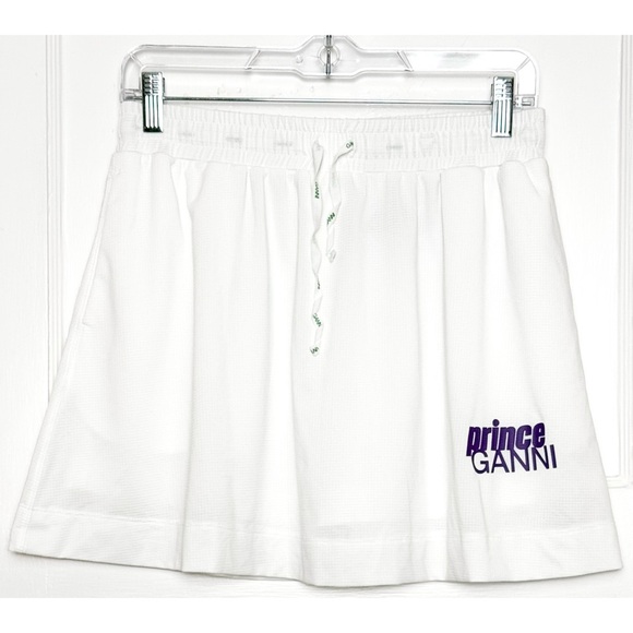 GANNI X PRINCE Graphic Logo Elastic Drawstring Waist Pull On Tennis Skirt S - Picture 7 of 13